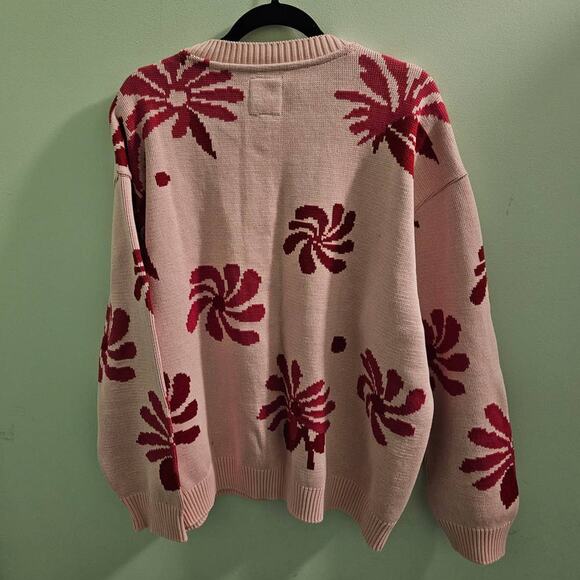 NWT! FOR DAYS Oversized Floral Crew Sweater in Light Pink Floral Organic Cotton - Picture 6 of 11